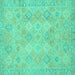 Square Machine Washable Oriental Turquoise Modern Area Rugs, wshabs2644turq