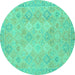 Round Oriental Turquoise Modern Rug, abs2644turq