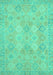 Machine Washable Oriental Turquoise Modern Area Rugs, wshabs2644turq