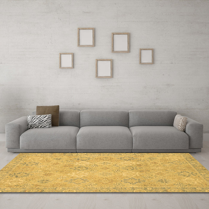 Machine Washable Oriental Brown Modern Rug in a Living Room,, wshabs2644brn