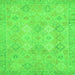 Square Machine Washable Oriental Green Modern Area Rugs, wshabs2644grn