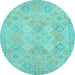 Round Oriental Light Blue Modern Rug, abs2644lblu