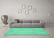 Machine Washable Oriental Turquoise Modern Area Rugs in a Living Room,, wshabs2644turq