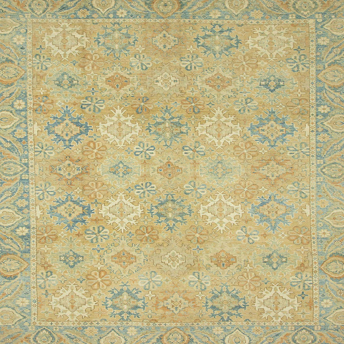 Square Machine Washable Abstract Brass Green Rug, wshabs2644