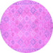 Round Machine Washable Oriental Purple Modern Area Rugs, wshabs2644pur