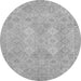 Round Machine Washable Oriental Gray Modern Rug, wshabs2644gry