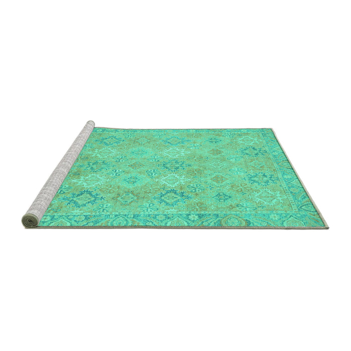 Sideview of Machine Washable Oriental Turquoise Modern Area Rugs, wshabs2644turq