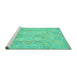 Sideview of Machine Washable Oriental Turquoise Modern Area Rugs, wshabs2644turq