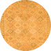 Round Machine Washable Oriental Orange Modern Area Rugs, wshabs2644org