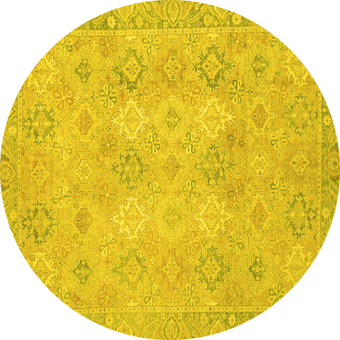 Round Oriental Yellow Modern Rug, abs2644yw