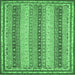 Square Machine Washable Oriental Emerald Green Modern Area Rugs, wshabs2645emgrn