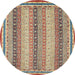 Round Machine Washable Abstract Ginger Brown Green Rug, wshabs2645