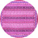 Round Machine Washable Oriental Pink Modern Rug, wshabs2645pnk