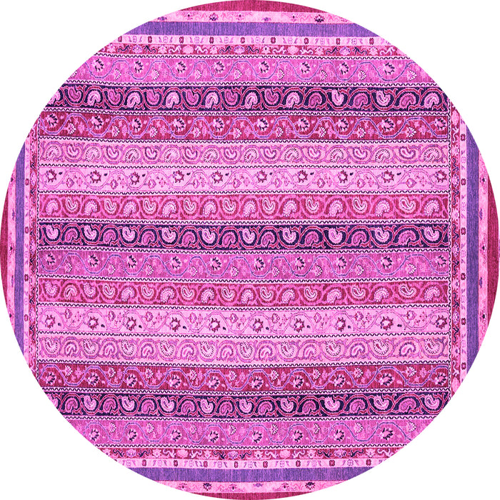 Round Oriental Pink Modern Rug, abs2645pnk