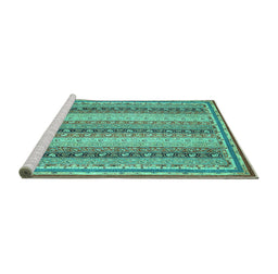 Sideview of Machine Washable Oriental Turquoise Modern Area Rugs, wshabs2645turq