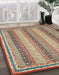 Machine Washable Abstract Ginger Brown Green Rug in a Family Room, wshabs2645