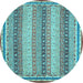 Round Oriental Light Blue Modern Rug, abs2645lblu