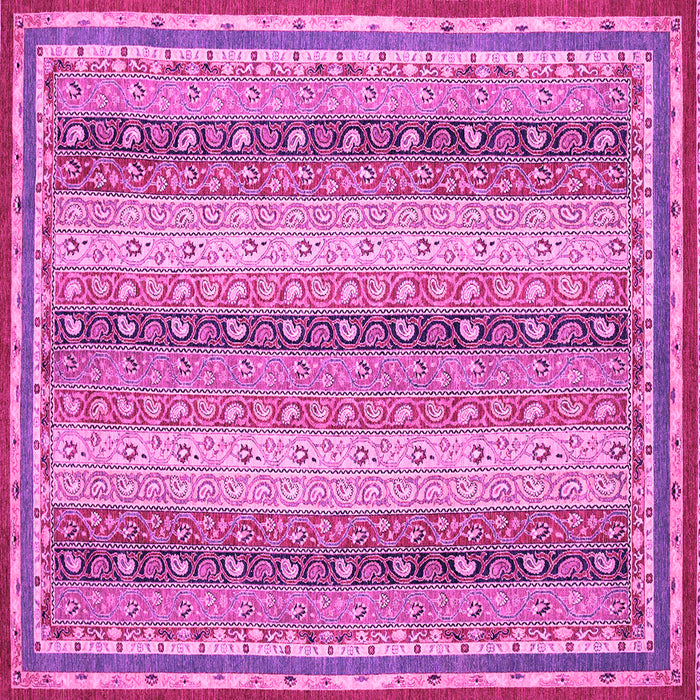 Square Machine Washable Oriental Pink Modern Rug, wshabs2645pnk