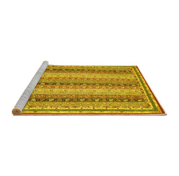 Sideview of Machine Washable Oriental Yellow Modern Rug, wshabs2645yw