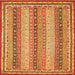 Square Machine Washable Oriental Orange Modern Area Rugs, wshabs2645org