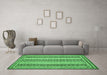 Machine Washable Oriental Emerald Green Modern Area Rugs in a Living Room,, wshabs2645emgrn