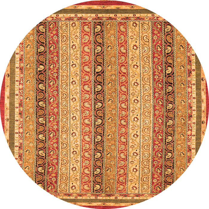Round Oriental Orange Modern Rug, abs2645org