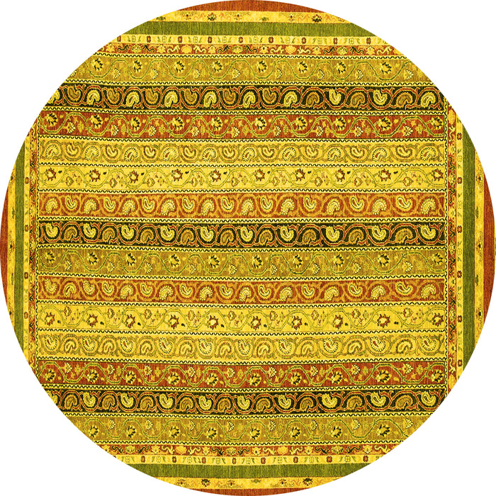 Round Oriental Yellow Modern Rug, abs2645yw