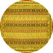 Round Oriental Yellow Modern Rug, abs2645yw