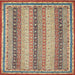 Square Machine Washable Abstract Ginger Brown Green Rug, wshabs2645