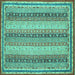 Square Machine Washable Oriental Turquoise Modern Area Rugs, wshabs2645turq