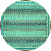 Round Oriental Turquoise Modern Rug, abs2645turq