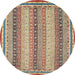 Round Abstract Ginger Brown Green Oriental Rug, abs2645