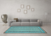 Machine Washable Oriental Light Blue Modern Rug, wshabs2645lblu