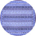 Round Machine Washable Oriental Blue Modern Rug, wshabs2645blu