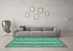 Machine Washable Oriental Turquoise Modern Area Rugs in a Living Room,, wshabs2645turq