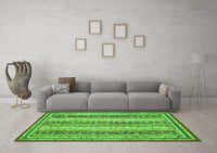 Machine Washable Oriental Green Modern Rug, wshabs2645grn