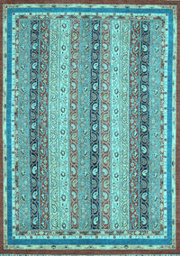 Oriental Light Blue Modern Rug, abs2645lblu