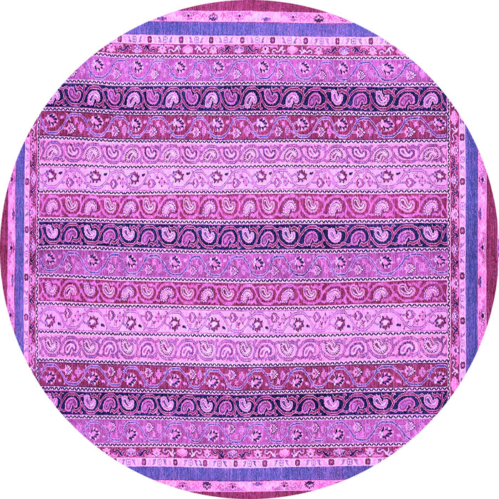 Round Machine Washable Oriental Purple Modern Area Rugs, wshabs2645pur