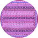 Round Machine Washable Oriental Purple Modern Area Rugs, wshabs2645pur