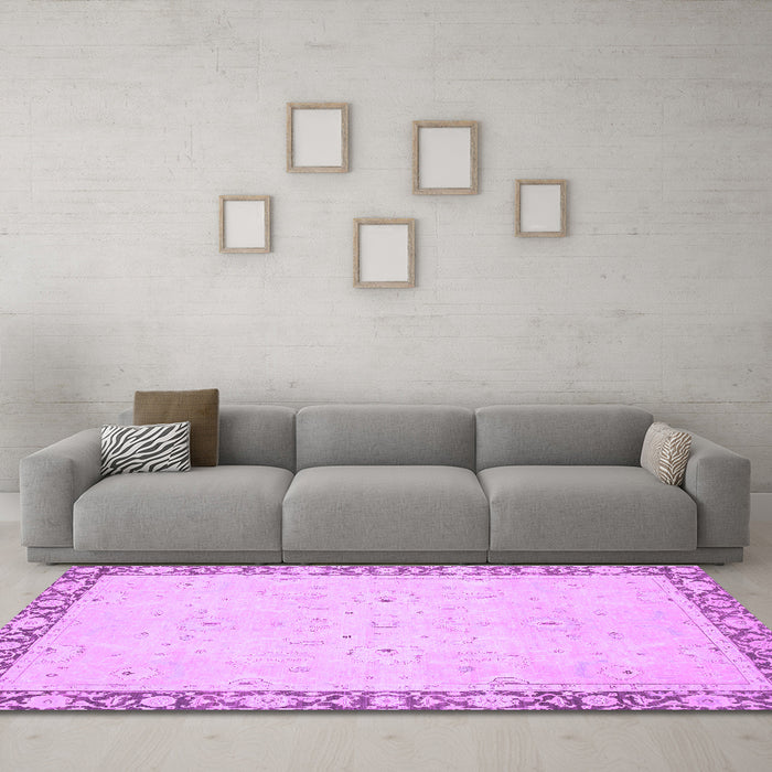 Machine Washable Oriental Purple Modern Area Rugs in a Living Room, wshabs2646pur