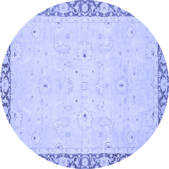 Round Machine Washable Oriental Blue Modern Rug, wshabs2646blu