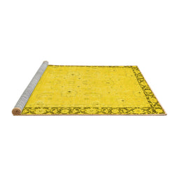 Sideview of Machine Washable Oriental Yellow Modern Rug, wshabs2646yw
