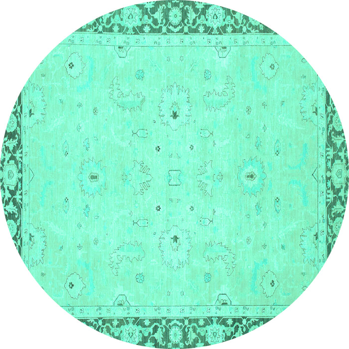 Round Oriental Turquoise Modern Rug, abs2646turq