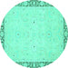 Round Oriental Turquoise Modern Rug, abs2646turq