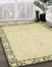 Abstract Brown Gold Oriental Rug in Family Room, abs2646