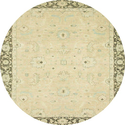Round Machine Washable Abstract Brown Gold Rug, wshabs2646