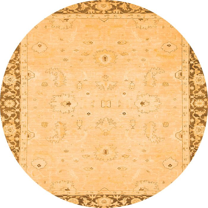 Round Machine Washable Oriental Orange Modern Area Rugs, wshabs2646org