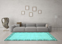 Machine Washable Oriental Light Blue Modern Rug, wshabs2646lblu