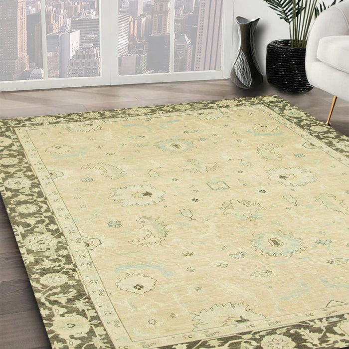 Machine Washable Abstract Brown Gold Rug in a Family Room, wshabs2646