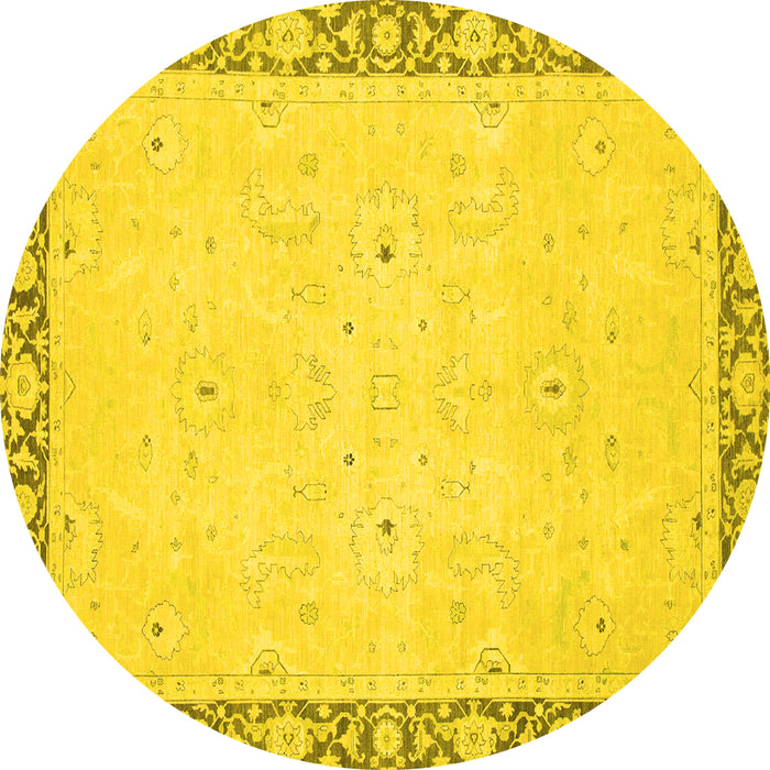 Round Oriental Yellow Modern Rug, abs2646yw